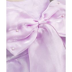 Babyhug Woven Sleeveless Party Dress with Bow Applique Cotton Lining & Pearl Detailing - Purple