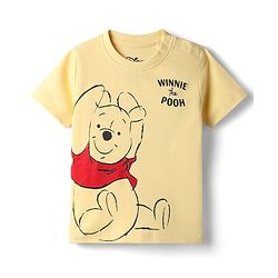 Babyhug Disney 100% Cotton Knit Half Sleeves T-Shirt & Shorts Set With Winnie The Pooh Graphics - Yellow