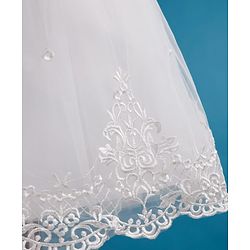 Babyhug Mesh Woven Sleeveless 5 Layer Embroidered Party Gown with Yoke Pleating & Corsage Detailing - White