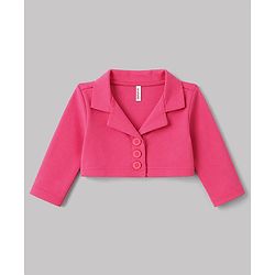 Babyhug Scuba Knit Full Sleeves Solid Jacket & Pleated Skirt With Inner Tee - Pink