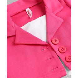 Babyhug Scuba Knit Full Sleeves Solid Jacket & Pleated Skirt With Inner Tee - Pink