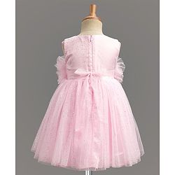 Babyhug Mesh Woven Sleeveless Party Dress with Sequin Detailing - Light Pink