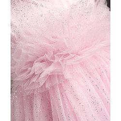 Babyhug Mesh Woven Sleeveless Party Dress with Sequin Detailing - Light Pink