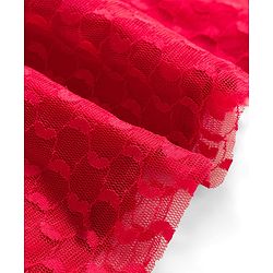 Babyhug Mesh Woven Half Sleeves Fit & Flare Party Peter Pan Collared Frock With Swiss Dot Detailing - Red