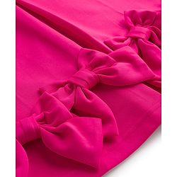 Babyhug Scuba Knit Half Sleeves Party Dress With Frill Detailing & Bow Applique  - Dark Pink