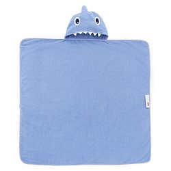 BABYHUG Cotton Knit Microfiber Hooded Towel With Embroidery L 74 x B 74 cm - Light Blue