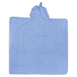 BABYHUG Cotton Knit Microfiber Hooded Towel With Embroidery L 74 x B 74 cm - Light Blue