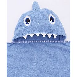 BABYHUG Cotton Knit Microfiber Hooded Towel With Embroidery L 74 x B 74 cm - Light Blue