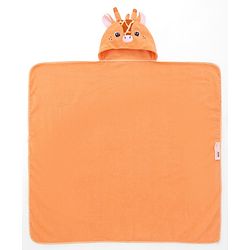 Babyhug Cotton Knit Microfiber Hooded Towel Giraffe Embroidery L 74 x B 74 cm - Orange