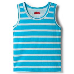 Babyhug 100% Cotton Single Jersey Knit Sleeveless Striped Vest - Blue