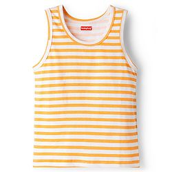 Babyhug 100% Cotton Knit Sleeveless Sando with Stripes - Orange