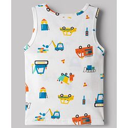Babyhug 100% Cotton Single Jersey Knit Sleeveless Vest With JCB Print - Multicolor