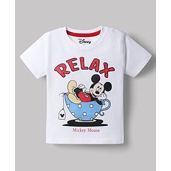 Babyhug Disney 100% Cotton Knit Half Sleeves T-Shirt & Shorts Night Suit With Mickey Mouse Graphic - Red