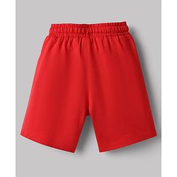 Babyhug Disney 100% Cotton Knit Half Sleeves T-Shirt & Shorts Night Suit With Mickey Mouse Graphic - Red