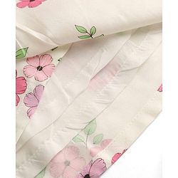 Babyhug Cotton Woven Half Sleeves Floral Printed Frock With Jacket - OffWhite