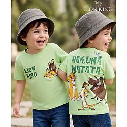 Babyhug Disney Single Jersey Knit Half Sleeves T-Shirt With Lion King Graphic - Green