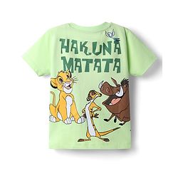 Babyhug Disney Single Jersey Knit Half Sleeves T-Shirt With Lion King Graphic - Green