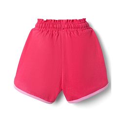 Babyhug Disney Single Jersey Knit Half Sleeve T-Shirt & Shorts Set With Minnie Mouse Graphic & Bow Sequin Applique - Pink