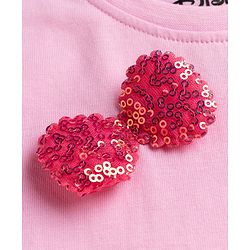 Babyhug Disney Single Jersey Knit Half Sleeve T-Shirt & Shorts Set With Minnie Mouse Graphic & Bow Sequin Applique - Pink