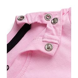 Babyhug Disney Single Jersey Knit Half Sleeve T-Shirt & Shorts Set With Minnie Mouse Graphic & Bow Sequin Applique - Pink