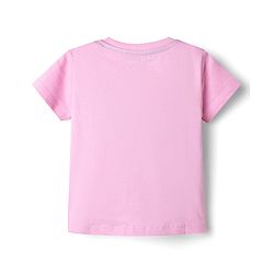 Babyhug Disney Single Jersey Knit Half Sleeve T-Shirt & Shorts Set With Minnie Mouse Graphic & Bow Sequin Applique - Pink