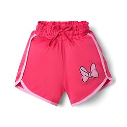 Babyhug Disney Single Jersey Knit Half Sleeve T-Shirt & Shorts Set With Minnie Mouse Graphic & Bow Sequin Applique - Pink