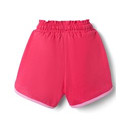 Babyhug Disney Single Jersey Knit Half Sleeve T-Shirt & Shorts Set With Minnie Mouse Graphic & Bow Sequin Applique - Pink