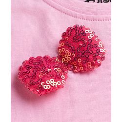 Babyhug Disney Single Jersey Knit Half Sleeve T-Shirt & Shorts Set With Minnie Mouse Graphic & Bow Sequin Applique - Pink