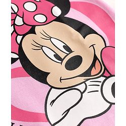Babyhug Disney Single Jersey Knit Half Sleeve T-Shirt & Shorts Set With Minnie Mouse Graphic & Bow Sequin Applique - Pink