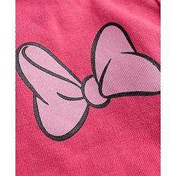 Babyhug Disney Single Jersey Knit Half Sleeve T-Shirt & Shorts Set With Minnie Mouse Graphic & Bow Sequin Applique - Pink
