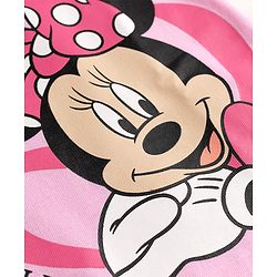 Babyhug Disney Single Jersey Knit Half Sleeve T-Shirt & Shorts Set With Minnie Mouse Graphic & Bow Sequin Applique - Pink