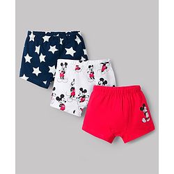 Babyhug Disney Single Jersey Knit Boxers With Mickey Mouse Graphics Pack of 3 - Multicolor
