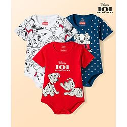 Babyhug Disney Interlock Knit Half Sleeves Onesies With 101 Dalmatian Graphic Pack of 3 - Multicolor