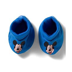 Babyhug Disney Interlock Knit Cap Mittens & Booties with Mickey Mouse Graphics Blue - Diameter 15 cm