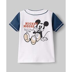 Babyhug Disney 100% Cotton Knit Half Sleeves Front Open T-Shirt & Shorts Set With Mickey Mouse Graphic - Navy Blue