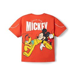 Babyhug Disney Single Jersey Knit Half Sleeves T-Shirts with Front & Back Mickey Mouse & Friends Graphics - Red