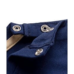 Babyhug 100% Cotton Knit Half Sleeves T-Shirt with Animal Face Applique - Navy