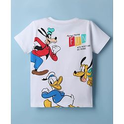 Babyhug Disney 100% Cotton Knit Half Sleeves T-Shirt With Front & Back Mickey Mouse & Friends Graphic - White