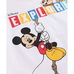 Babyhug Disney 100% Cotton Knit Half Sleeves T-Shirt With Front & Back Mickey Mouse & Friends Graphic - White