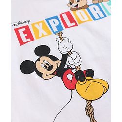 Babyhug Disney 100% Cotton Knit Half Sleeves T-Shirt With Front & Back Mickey Mouse & Friends Graphic - White