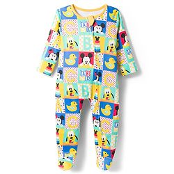 Babyhug Disney Interlock Knit Full Sleevs Footed Sleep Suit Mickey & Friends Print- Blue