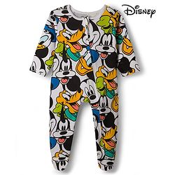 Babyhug Disney Interlock Knit Full Sleeves Footed Sleepsuit With Mickey Mouse Graphics - Multicolor