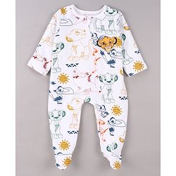 Babyhug Disney Interlock Knit Full Sleeves Footed Sleepsuit With Mickey Mouse Graphics - Multicolor