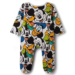 Babyhug Disney Interlock Knit Full Sleeves Footed Sleepsuit With Mickey Mouse Graphics - Multicolor