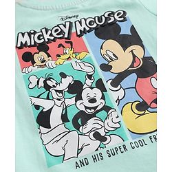 Babyhug Disney Cotton Knit Half Sleeves T-Shirt with Front & Back Mickey & Friends Print - Sea Green
