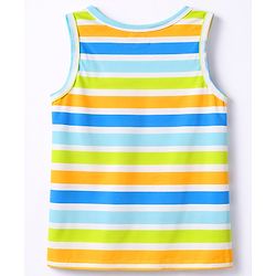 Babyhug 100% Cotton Single Jersey Knit Sleeveless Striped Vest - Multicolor