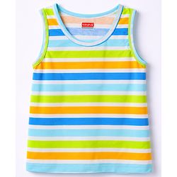 Babyhug 100% Cotton Single Jersey Knit Sleeveless Striped Vest - Multicolor