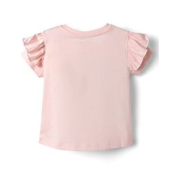 Babyhug Disney Single Jersey Knit Half Sleeves T-Shirts with Minnie Mouse Graphics & Frill Detailing - Pink