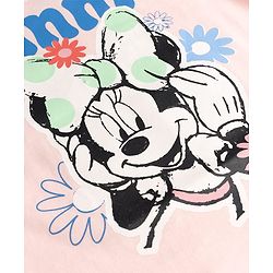 Babyhug Disney Single Jersey Knit Half Sleeves T-Shirts with Minnie Mouse Graphics & Frill Detailing - Pink