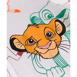 Babyhug Disney Interlock Knit Full Sleeves Footed Sleepsuit With Lion King Graphics - White